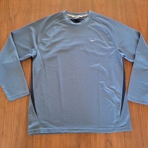 Vintage y2k Nike Top Pullover Swoosh Long Sleeve Breathable Large Blue Gray